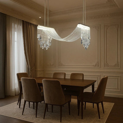 Elysian Draped Crystal LED Chandelier – Luxury K9 Crystal Statement Light for Dining & Living Spaces