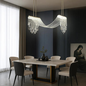 Elysian Draped Crystal LED Chandelier – Luxury K9 Crystal Statement Light for Dining & Living Spaces
