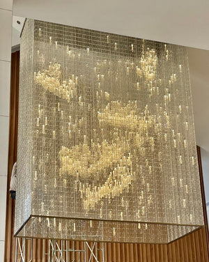 Crystal Cloudburst Curtain Chandelier – A Statement Piece for Double-Height Atriums