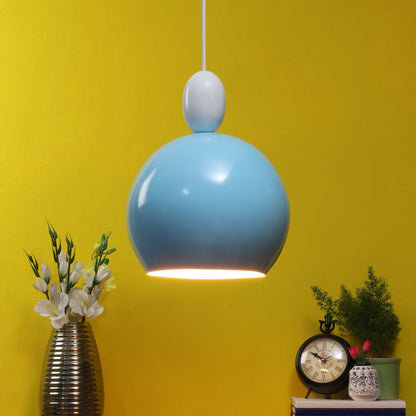 BLUE Metal Hanging Light - JNO-07-bl-wh - Included Bulb