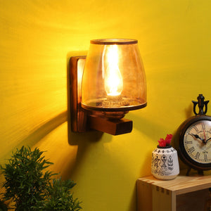 Wooden Metal Wall Light - JSPR-147-1w-gd - Included Bulb