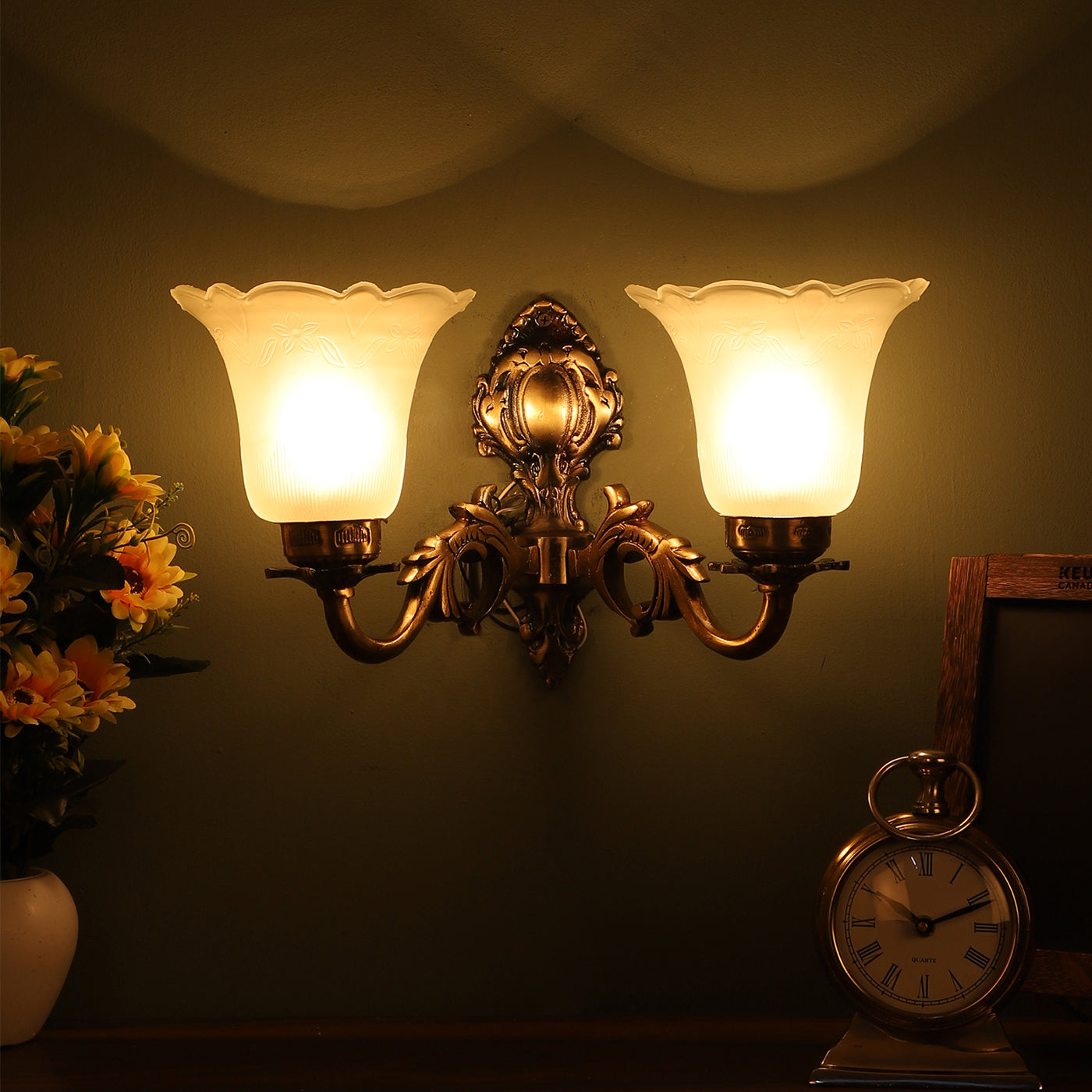 Antique Brass Metal Wall Light - NO-1-2W - Included Bulb