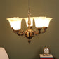 Antique Brass Metal Glass Chandelier NO-2-5LP-IND