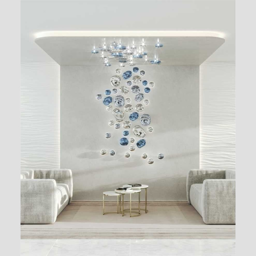 NUGGETS Mirrored Glass Nugget Wall & Ceiling Sculpture – full view