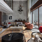 Obsidian Sunburst Glass Chandelier – A Sculptural Statement for Double-Height Living Rooms