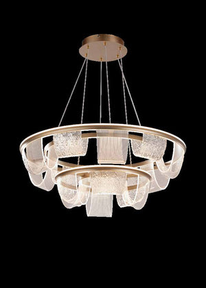 JS-SBL TL-09-002 Gold & Clear Led Chandelier