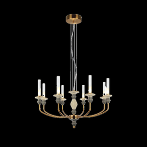 JS-SBL PS-10-278 Brass & Grey & Beige Candle Arm Chandeliers