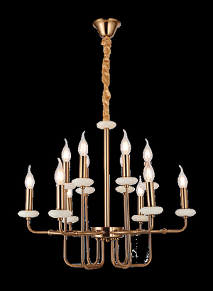 JS-SBL DF-09-050 Antique Brass & Candle Arm Chandeliers