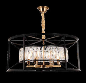 JS-SBL DF-09-056 Black & Antique Brass Rectangular Chandeliers