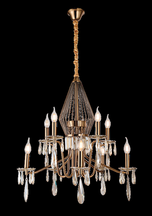 JS-SBL DF-09-057 Matt Gold & Smoke Glass Candle Arm Chandeliers