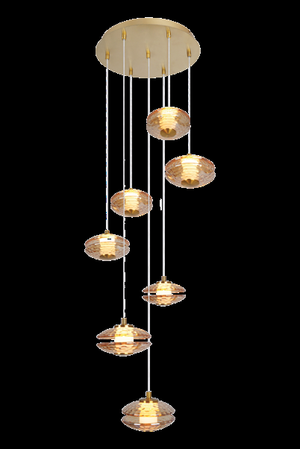 JS-SBL PS-10-269 Amber Double Height Chandeliers