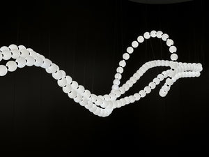 Floating Pearl Wave Chandelier – A Sculptural Statement for Double-Height Spaces