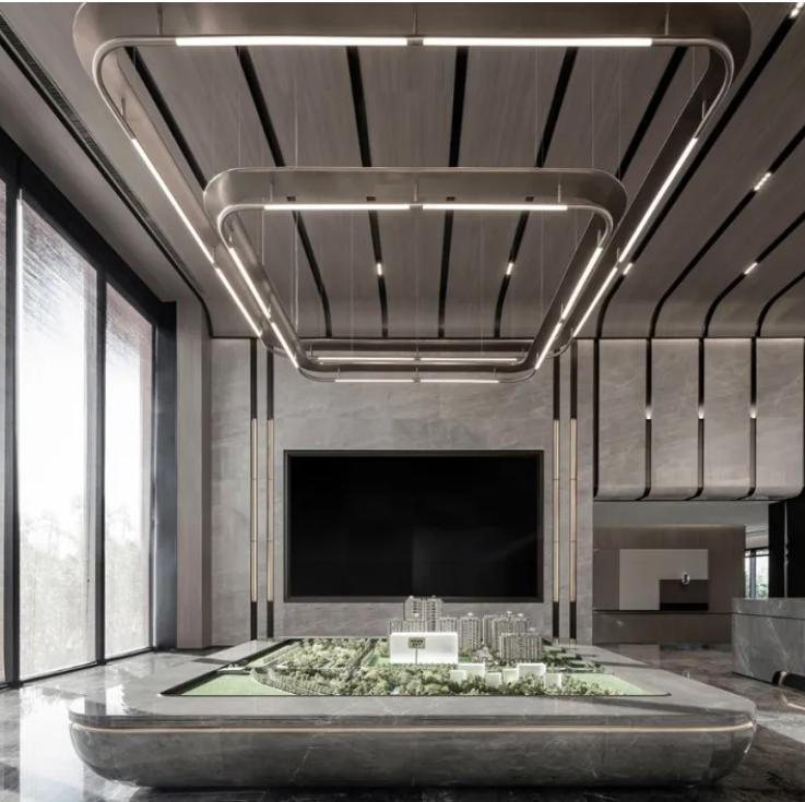 Nested Square Ring LED Chandelier – A Geometric Statement for Contemporary Lobbies