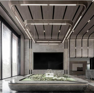 Nested Square Ring LED Chandelier – A Geometric Statement for Contemporary Lobbies