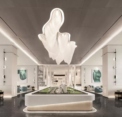 Layered Fin Sculptural Chandelier – A Flowing Statement for Grand Sales Lounges