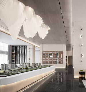 Layered Fin Sculptural Chandelier – A Flowing Statement for Grand Sales Lounges