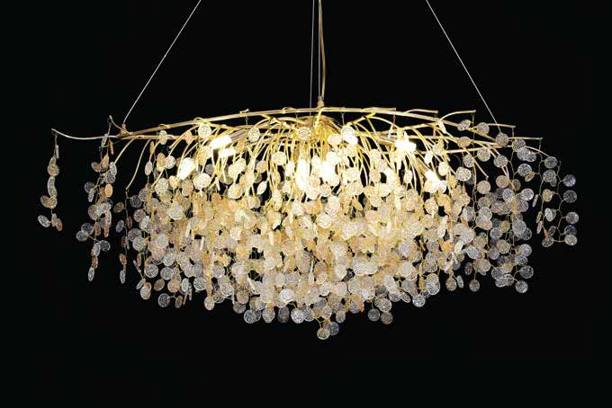 JS-SBL LO-09-012 Gold & Amber Crystal Chandeliers