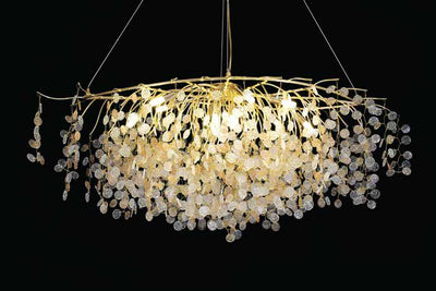 JS-SBL LO-09-012 Gold & Amber Crystal Chandeliers