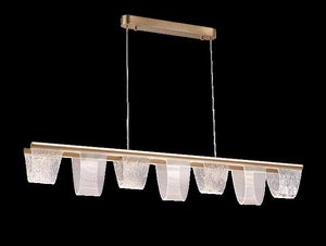 JS-SBL TL-09-003 Gold & Clear Rectangular Chandeliers