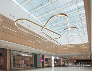 Abstract Geometric Loop Chandelier – A Sculptural Statement for Mall Atriums
