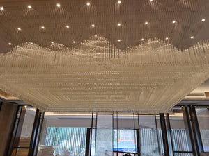 Cascading Glass Rod Mountain Canopy Chandelier – A Dramatic Ceiling Statement for Grand Lobbies