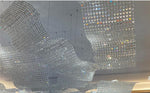 Crystal Tessellation Wave Chandelier installed in a grand lobby ceiling
