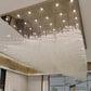 Angled view of the crystal icicle flush chandelier drizzle effect