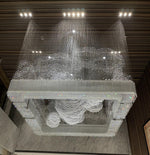 Cascading Crystal Rain Cube Chandelier – A Statement Piece for Double-Height Lobbies