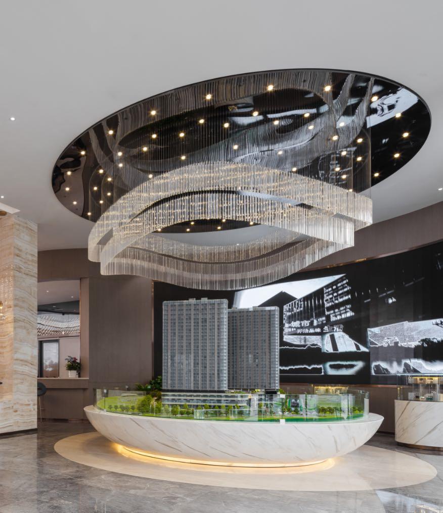 Infinity Loop Crystal Strand Chandelier – A Sculptural Statement for Reception Lobbies