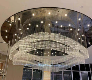 Infinity Loop Crystal Strand Chandelier – A Sculptural Statement for Reception Lobbies