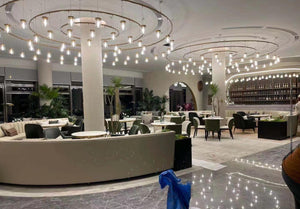 Orbit Ring Cluster Pendant Chandelier – A Statement Piece for Lounge & Dining Ceilings