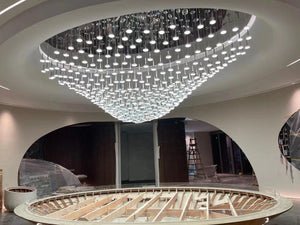 Oval Crystal Raindrop Cascade Chandelier – A Statement Piece for Grand Lobbies