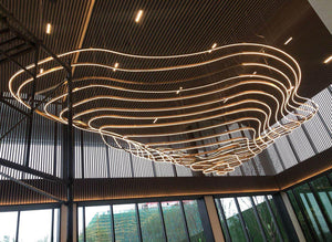 Flowing Contour Line LED Chandelier – A Sculptural Statement for Grand Lobbies