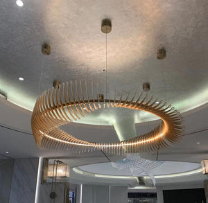 Golden Halo Ring Chandelier – A Sculptural Accent for Rotunda Ceilings