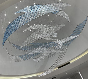 Swirling Feather Crystal Chandelier – A Dynamic Statement for Circular Atriums