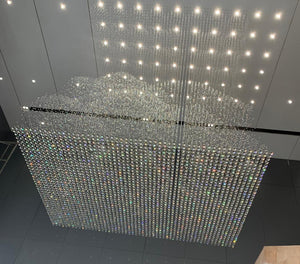Cascading Crystal Curtain Chandelier – A Statement Piece for Double-Height Lobbies