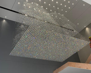 Cascading Crystal Curtain Chandelier – A Statement Piece for Double-Height Lobbies