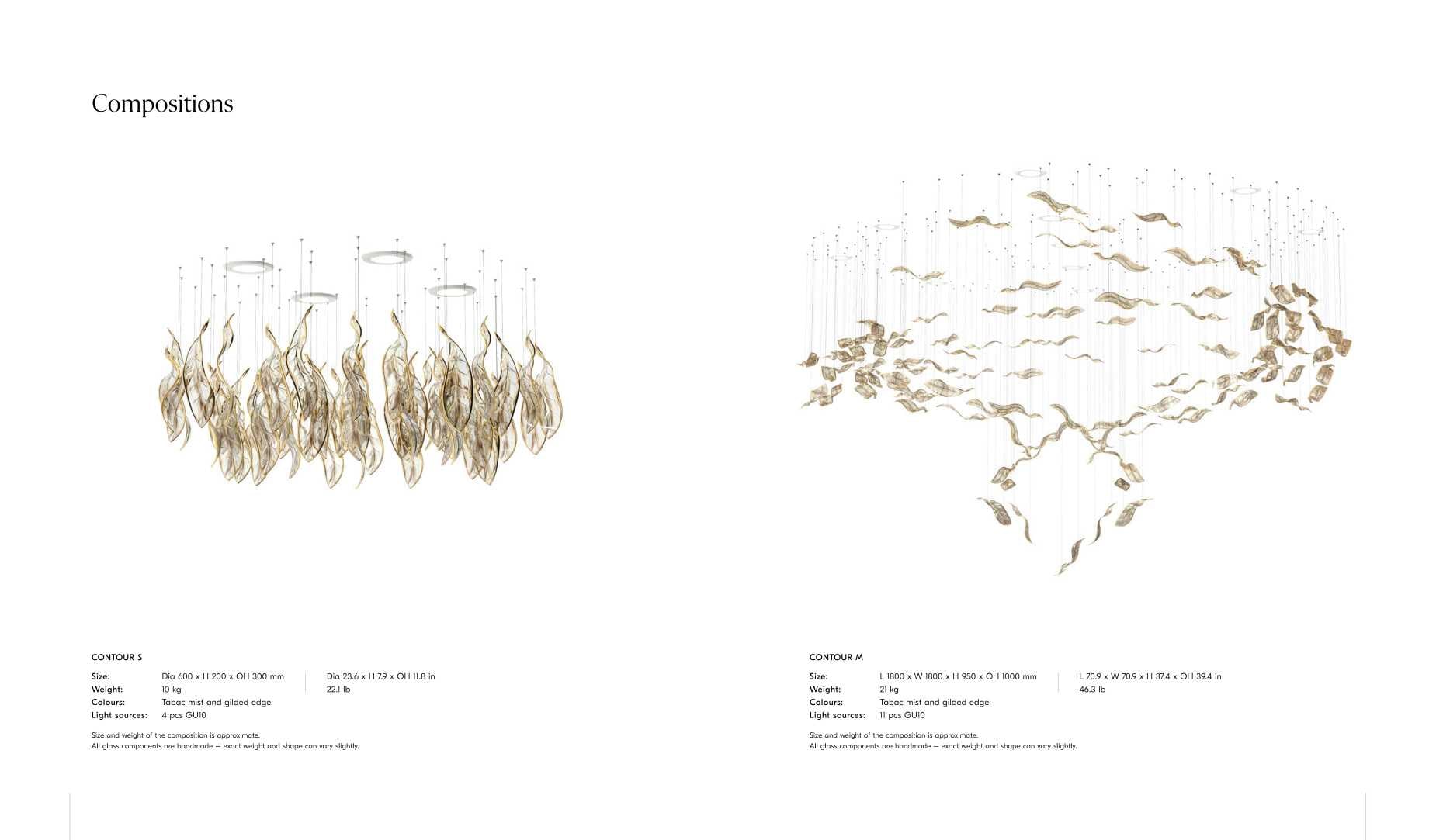 CONTOUR S and M compositions with dimensions
