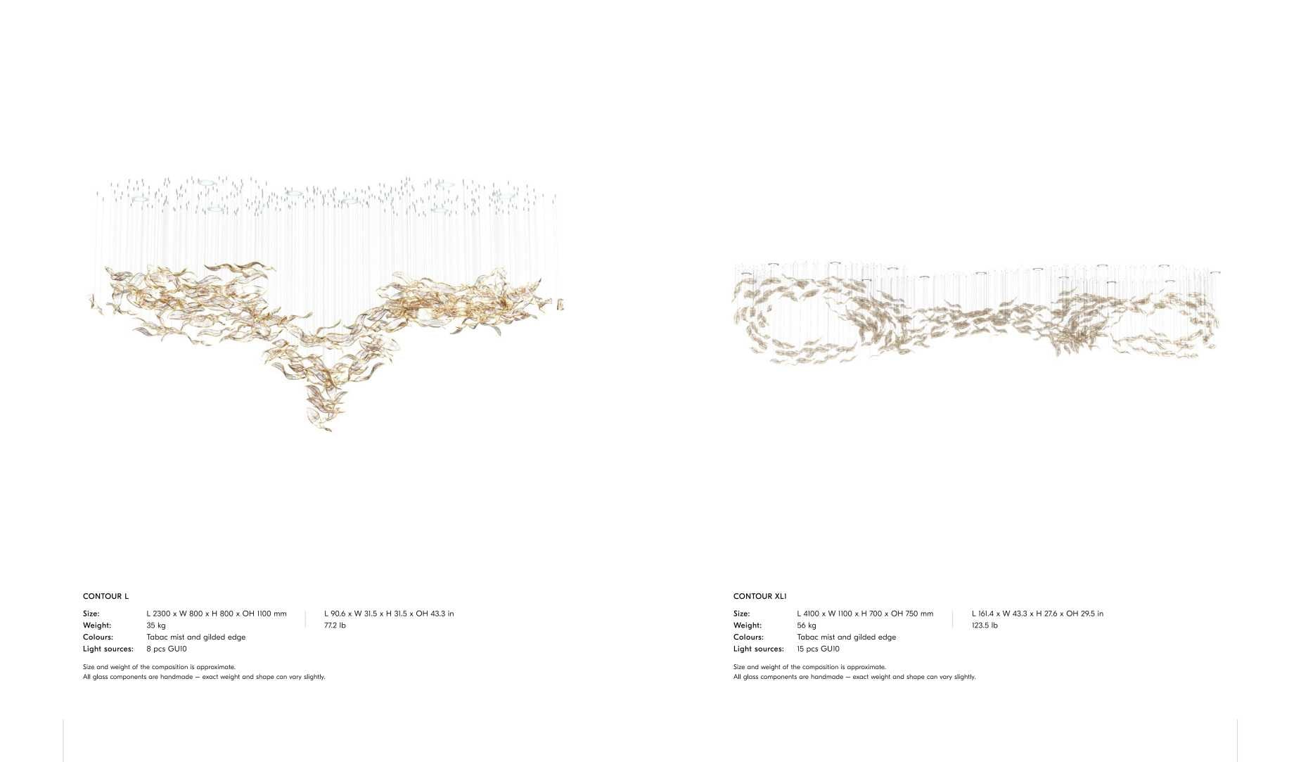 CONTOUR L and XL1 compositions with dimensions