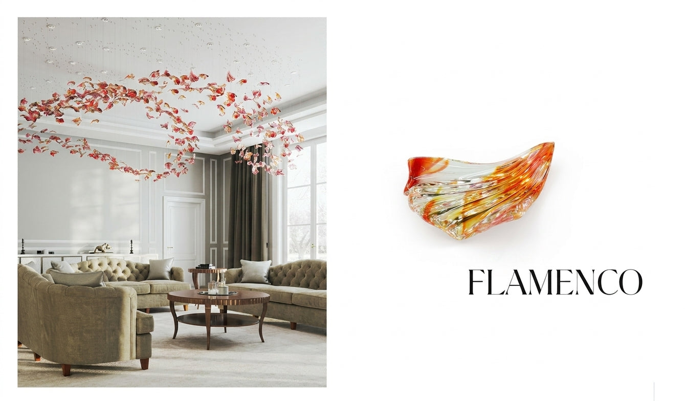 FLAMENCO Hand-Blown Glass Petal Suspension Collection - enhanced