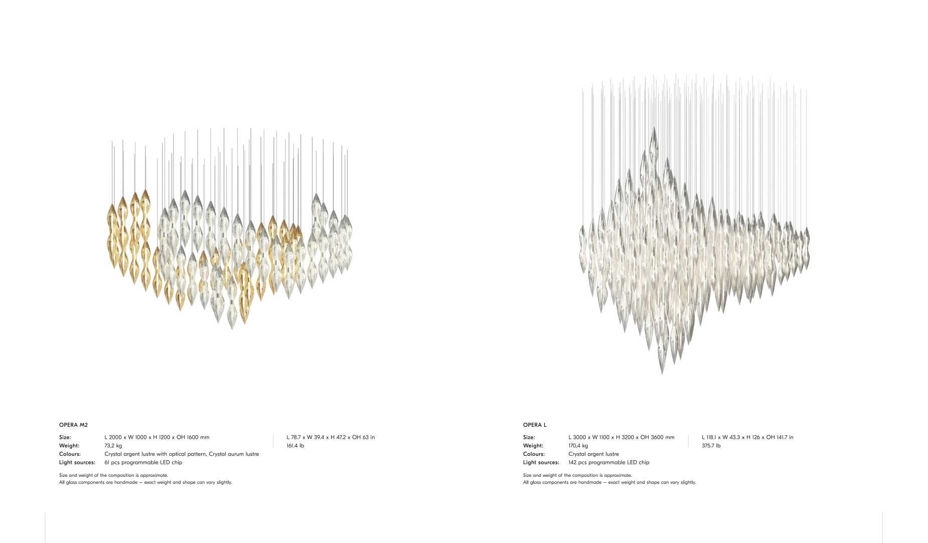 Opera M2 and L compositions - crystal spike clusters
