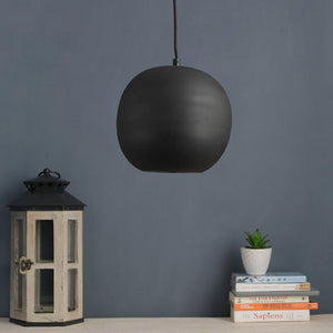 Black Metal Hanging Light - P5-BK-WH-6inch - Included Bulb