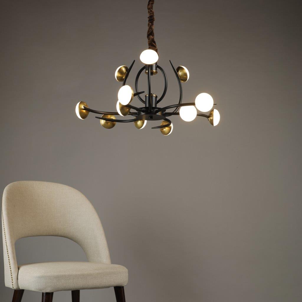 Modern Chandelier Black & Gold Metal Chandelier P8063-12A