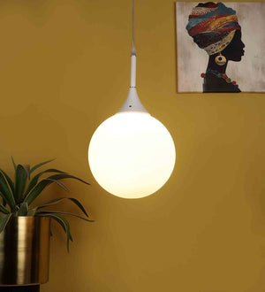 Parada White Iron Hanging Light | 1104-1LP -10inch | Included Bulb | Eliante by Jainsons Lights