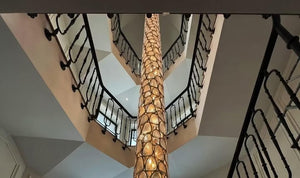 Pebble Glass Mosaic Column Chandelier – A Dramatic Statement for Multi-Storey Stairwells