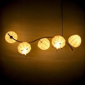 Petal Bloom Paper Cocoon Cluster Chandelier – full view