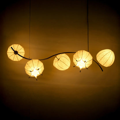 Petal Bloom Paper Cocoon Cluster Chandelier – full view