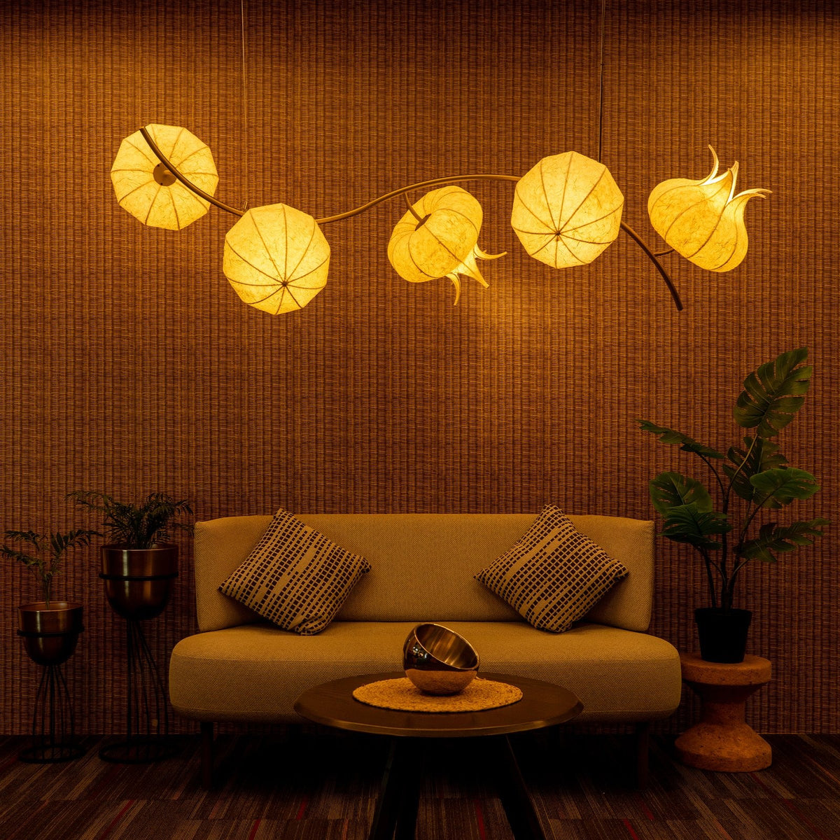 Petal Bloom Paper Cocoon Cluster Chandelier – detail view 1