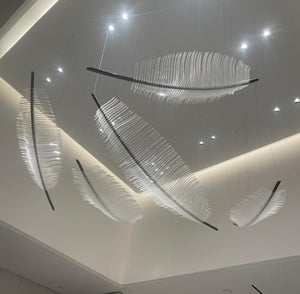 Sculpted Plume Chandelier – A Dramatic Statement for Double-Height Lobbies