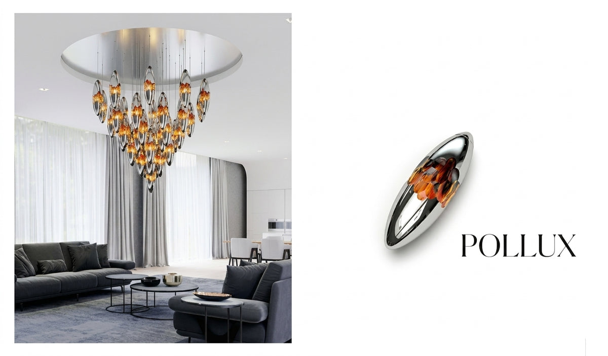 POLLUX Mirrored Glass Teardrop Suspension Collection – A Statement Piece for Dining Rooms & Lobbies